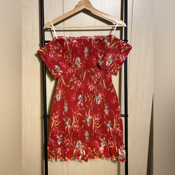 Zimmermann Corsair Smocked Flutter Dress Red Floral Size Small - Picture 2 of 10